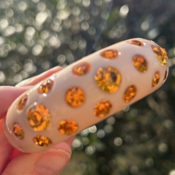 ALBERT WEISS Cream Orange Rhinestone Clamper BRACELET - Picture 9 of 9